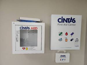 lot 6635 image: Cintas First Aid Station, AED Cabinet, and Bloodborne Pathogens Infection Control Kit