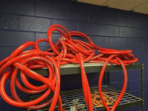 lot 7270 image: 100ft Red Garden Hoses - Set of 2