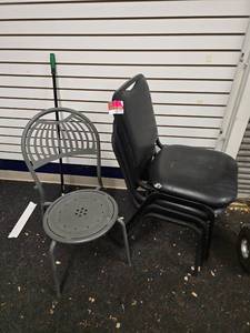 lot 7276 image: Assortment of Metal Chairs - Set of 4