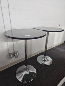 lot 7286 image: Contemporary Round Bar Tables with Chrome Base - Set of 2