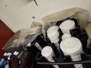 lot 7314 image: Bulk Lot of Oneida White Restaurant Plates - Various Sizes