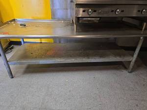 lot 7319 image: 72 Stainless Steel Prep Table W Galvanized Undershelf
