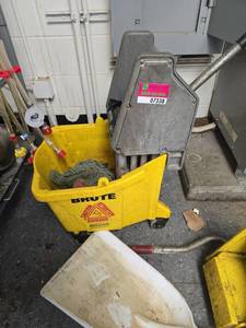 lot 7338 image: Rubbermaid Commercial Brute Mop Bucket with Cleaning Tools