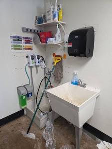 lot 9018 image: Assorted Lot Including Janitorial Station with Sink, Chemical Dispensers and More