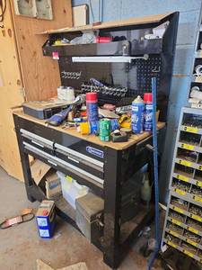 lot 2517 image: Kobalt Rolling Tool Cabinet with Pegboard - Contents Included