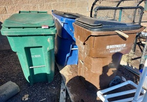 lot 2542 image: 95 Gallon Commercial Waste Bins - Set of 3