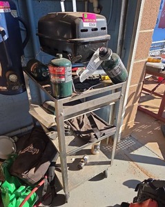 lot 2634 image: 3-Tier Stainless Steel Rolling Cart with Expert Mini Grill