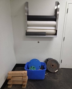 lot 2724 image: Lot of Exercise Equipment Including Weights and Foam Rollers
