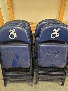 lot 2746 image: Bulk Lot of (14) Clarin Blue Folding Handicap Chairs