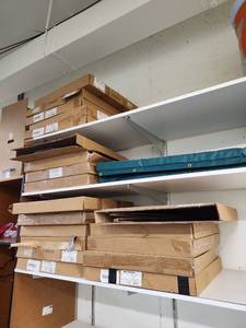 lot 2790 image: Lot of Misc. Items Including Circular Mirrors, Green Padding, Shelving and More