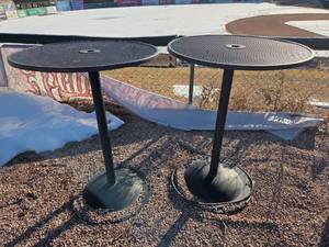 lot 6691 image: Commercial 30in Mesh Round Patio Tables - Set of 2