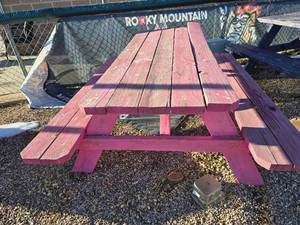 lot 6696 image: 6ft Pink Wooden Picnic Table