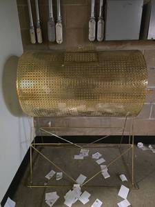 lot 6704 image: Brass-Plated Raffle Drum