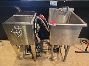 lot 9041 image: Commercial Stainless Steel Sink and Underbar Ice Bin