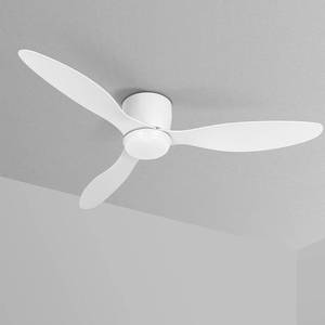 lot 151811 image: Retails for $110 VACILL Low Profile Ceiling Fan with Light and Remote, 52 Inch Flush Mount White Ceiling Fan, Quiet Reversible DC Motor, 6 Speed, 3 Color Dimmable LED, 3 Blades for Bedroom Living Room