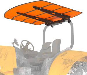 lot 151827 image: Retails for $250 Orange Tractor Canopy for ROPS 53-38 x 53-38 Sunshade Roof for Lawn Mowers, Heavy-Duty Mounting Brackets, Non-Fading High-Density Thermoplastic (Adds About 4 to Tractor Height)