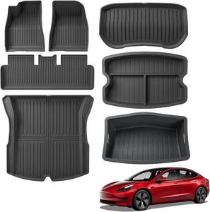 lot 151828 image: Retails for $140 7PCS Floor Mats for Tesla Model 3 Highland 2024 2025 2026 All Weather TPE Front Rear Trunk Cargo Liner Frunk Mat Storage Mat Heavy Duty Accessories Black