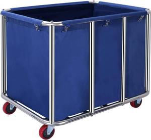 lot 151829 image: Commercial Laundry Cart with Wheels,11.35 Bushel Large Industrial Laundry Hamper,Industrial Laundry Cart with Stainless Steel Frame and Waterproof Oxford Cloth,440Lbs
