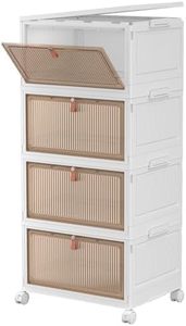 lot 151846 image: CTSNSLH 4 Tier Plastic Storage Bins with Lid - 27.5Qt Stackable with Lids for Bedroom, Living Room, Office - Foldable Containers, Household Organization