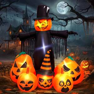 lot 251353 image: Max Fun 7FT Halloween Inflatables Pumpkin Decorations with LED Build-in Halloween Yard Decoration Blow Up Inflatables for Outdoor Indoor Garden Lawn (7Ft-Halloween Pumpkin)