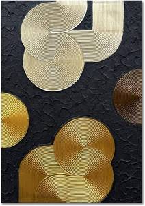 lot 351432 image: Retails for $110 Slyart Black and Gold Texture Wall Art, Handmade 3D Arch Painting, 28x40 Large Abstract Canvas Wall Art