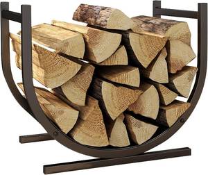 lot 351439 image: DOEWORKS Indoor Firewood Rack Decorative Wood Holder Fireside Log Rack