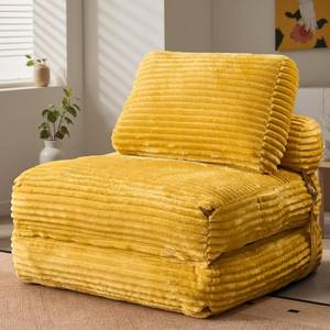 lot 351453 image: Retails for $130 ovios Folding Sofa Bed, Foldable Sleeper Chair Floor Futon, Comfy Portable Convertible Fold Out Lounge Chairs for Living Room Bedroom, Yellow