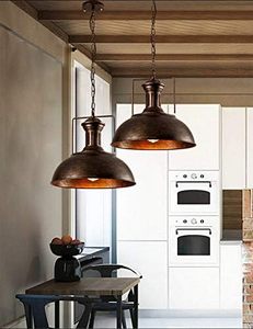 lot 451834 image: Retails for $151 2 Pack LMSOD Industrial Nautical Barn Pendant Light Single with Rustic Dome Bowl Shape Mounted Fixture Ceiling Lamp Chandelier