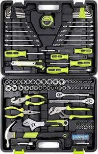 lot 451840 image: FASTPRO 225-Piece Household Tool Set, SAE & Metric Mechanics Hand Tool Set with Toolbox, HomeAuto Repairing Tool Kit for DIY, Home Maintenance and Car Repairing, Green