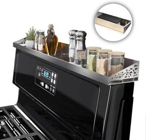 lot 451845 image: 30 Magnetic Stove Top Shelf Stainless Steel Spice Rack and Seasoning Organizer Kitchen Shelf for Back of Stove Over Stove Rack and Storage Organizer