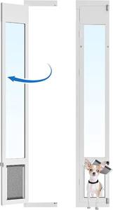 lot 451851 image: Retails for $160 Medium Dog Door for Sliding Glass Doors, Adjustable Height 75 78 to 81, All-Metal Framed, Perfect for Medium Pets Up to 40 Pounds