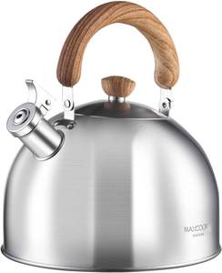 lot 451858 image: 188 Stainless Steel Tea Kettle for Stovetop (4L  4.23 Quart Whistling Tea Pot, Wood Handle)-Silver