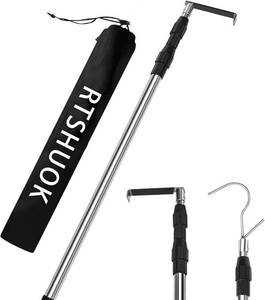 lot 451859 image: 6.5 Ft Truck Cargo Grabber Reach Retriever Tool,Expandable Heavy Duty Stainless Steel Truck Telescoping Pull Pole with One Hook for Pickup Truck SUV Boat Accessories