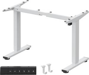 lot 385227 image: Retails for $120 FLEXISPOT EN1 Height Adjustable Standing Desk Frame with Memory Controller, Electric Sit Stand Desk Base for Home and Office (White Frame Only)