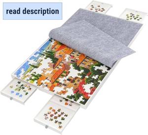 lot 251312 image: 1500 Pieces Puzzle Board with Drawers and Cover,35x27Portable Jigsaw Puzzle Table for Adults Puzzle Tables with Drawers
