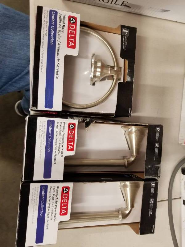 lot 4345 image: Delta toilet paper holder and towel ring
