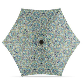 lot 4439 image: Garden Treasures Blue Paisley Market 7.5-ft Patio Umbrella