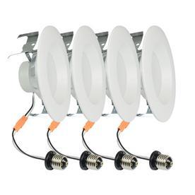 lot 4492 image: Project Source 4-Pack 65-Watt Equivalent White Dimmable LED Recessed Retrofit Downlights (Fits Housing Diameter 5-in or 6-in)