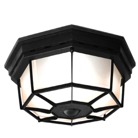 lot 4498 image: Secure Home 11.9-in W Black Motion Activated Outdoor Flush Mount Light