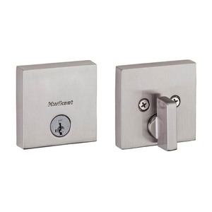 lot 4253004 image: Kwikset Signature Series 258 Satin Nickel Low Profile Deadbolt with SmartKey Pack