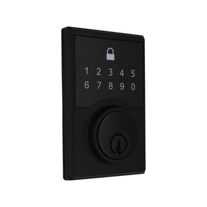 lot 4253005 image: Square Matte Black Compact Touch Electronic Single Cylinder Deadbolt