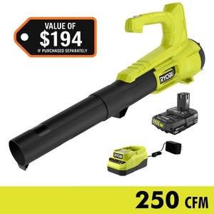 lot 4253037 image: ONE 18V 90 MPH 250 CFM Cordless Battery Leaf BlowerSweeper with 2.0 Ah Battery and Charger MSRP $79