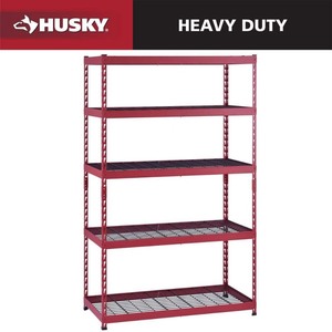 lot 4253051 image: 5-Shelf Metal Heavy-Duty Adjustable Garage Storage Shelving Unit in Red (48 in. W x 78 in. H x 24 in. D) MSRP $170.00