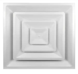 lot 4253075 image: 24 in. x 24 in. T-Bar Drop ceiling Lay in Supply diffuser with round 12 in. collarneck MSRP $85.00