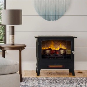 lot 4253100 image: COUNTRY LIVING24 in. 1000 sq. ft. Infrared Smart Wi-Fi Controlled Freestanding Electric Stove Heater in Black MSRP $249.99