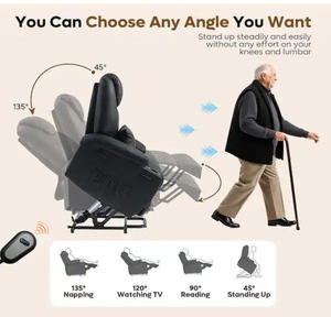 lot 4253157 image: 35 in. W Black Power Lift Recliner Chair with 8-Point Massage and Heating,Living Room Chair with Pillow and Side Pockets MSRP $420.00