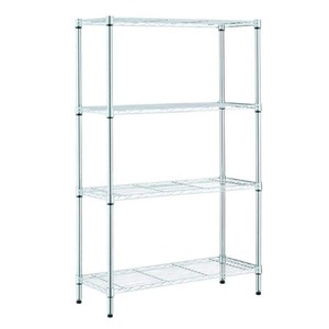 lot 42530108 image: 4-Tier Steel Wire Shelving Unit in Chrome (36 in. W x 54 in. H x 14 in. D) MSRP $74.98 MISSING ITEMS (See Pictures and Description)