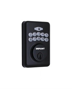 lot 42530114 image: DefiantRadius Matte Black Single Cylinder Electronic Keypad Deadbolt Lock MSRP $35.97