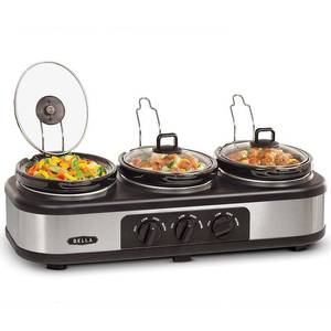 lot 1208 image: Bella - 3 x 1.5-Quart Triple Slow Cooker - Stainless SteelBlack