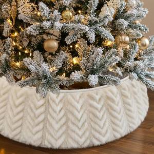 lot 1224 image: OurWarm Adjustable White Christmas Tree Collar, Rustic Faux Fur Tree Skirt for Xmas Trees Decorations, Farmhouse Christmas Tree Ring Base Cover Modern Boho Holiday Winter Decor